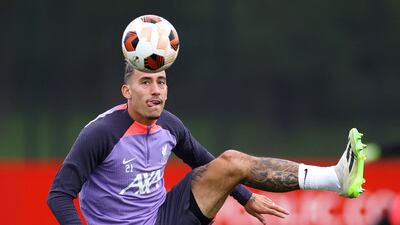 Liverpool's Konstantinos Tsimikas during training. Reuters