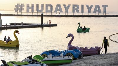 The sun sets on Hudayriyat beach, Abu Dhabi. Khushnum Bhandari / The National