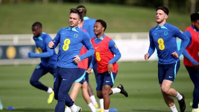 Jack Grealish trains for England's Nations League match. PA