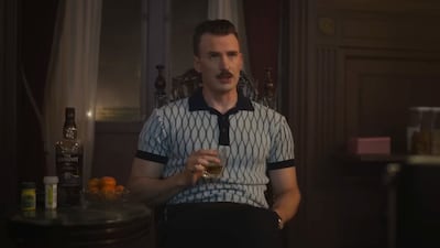 Chris Evans channels the 1970s era via his 'trash-tache' in 'The Gray Man'. Photo: Netflix