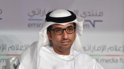 Mohammed Al Hammadi, editor-in-chief of Al Ittihad, speaks during the opening session of the forum.