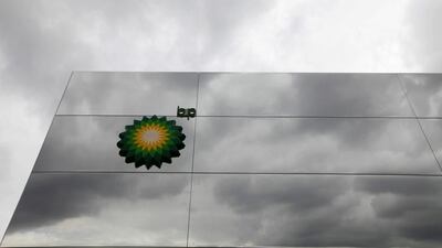 BP's logo is seen on one of its corporate sponsor pavilions in the Olympic park, in Stratfod, east London. The company has reported a tumble in earnings for the second quarter. Andrew Winning / Reuters