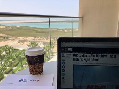 John McAuley's work station for the past two weeks inside the UFC Fight Island 'safe zone'. Courtesy John McAuley