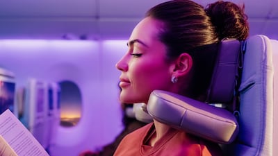 The U-Dream Headrest improves passenger comfort by cradling the head and neck. Photo: Emirates