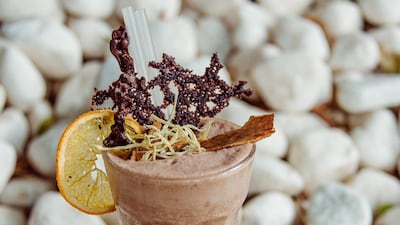Desert Flip at Blue Marlin Ibiza UAE, Abu Dhabi, Dh25: Combines homemade dark chocolate sauce, ginger syrup, lime, an egg and grated nutmeg. Garnished with cinnamon, chocolate and dried orange. Courtesy Blue Marlin Abu Dhabi