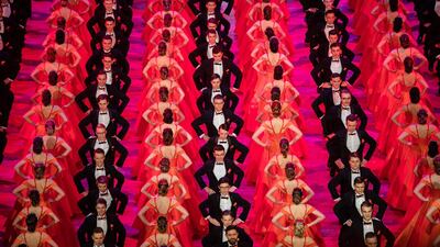 Debutants dance during the opening of the SemperOpernball 2020 in the Semperoper Opera House in Dresden, Germany. EPA