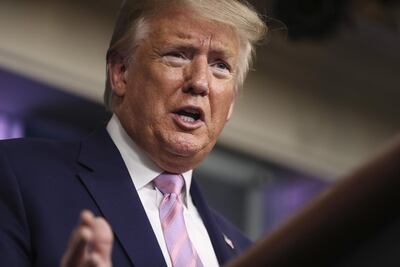US President Donald Trump speaks during a Coronavirus Task Force news conference at the White House in Washington. Bloomberg