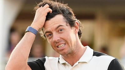 Rory McIlroy walks off at the end of his second round at the DP World Tour Championship. Getty