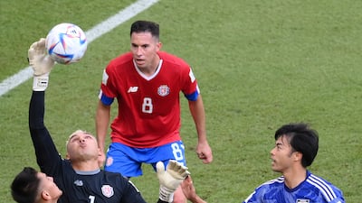 Keylor Navas of Costa Rica makes a save from Kaoru Mitoma of Japan. Getty