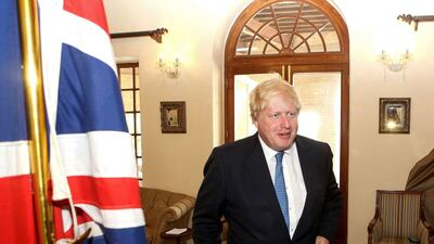British foreign minister Boris Johnson speaks at the British embassy in Kuwait City on July 8, 2017. Yasser Al Zayyat / AFP