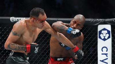 Tony Ferguson, left, fights Bobby Green during UFC 291. Reuters