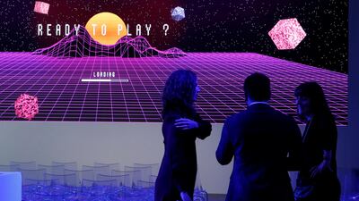 Staff talk in the Congress Hall ahead of the World Economic Forum (WEF) annual meeting in the Swiss Alps resort of Davos. Denis Balibouse / Reuters