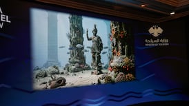 A visualisation of a proposed open-air underwater museum off Syria’s Mediterranean coast, presented during the Syria Travel Show in Damascus. Ahmad Fallaha / The National