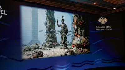 A visualisation of a proposed open-air underwater museum off Syria’s Mediterranean coast, presented during the Syria Travel Show in Damascus. Ahmad Fallaha / The National