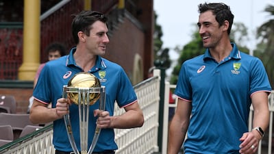 Australia stars Pat Cummins, left, and Mitchell Starc landed the biggest contracts in IPL history. AFP