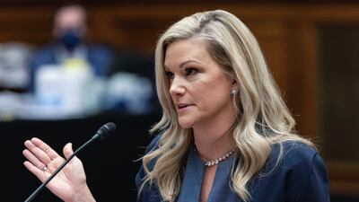 Ms Coburn speaks to the committee. AP