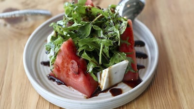 The menu offers twists on Lebanese dishes, as well as classic versions. Seen here, a watermelon salad.
