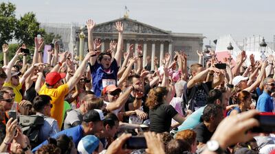 Members of the public take part in sporting events at Place de la Concorde, which has been turned into a giant Olympic park ahead of the Paris 2024 Olympics, in Paris, France. Reuters
