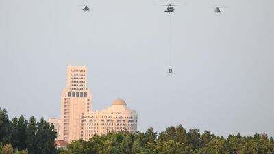 Members of the UAE Armed Forces perform military drills during the "Union Fortress 6" military parade. WAM