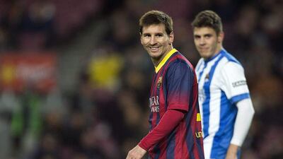 Lionel Messi scored two goals for Barcelona on Sunday night. Alejandro Garcia / EPA