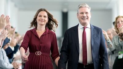 Labour leader Sir Keir Starmer with his wife Victoria at the Labour Party conference in Liverpool. Getty