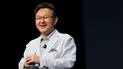 Shuhei Yoshida, president of Worldwide Studios at Sony Computer Entertainment Inc, speaks during the media event in Los Angeles. Patrick T Fallon / Bloomberg