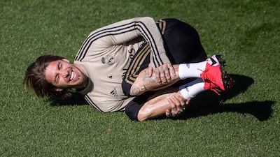 Real Madrid's Sergio Ramos during training on Friday. EPA