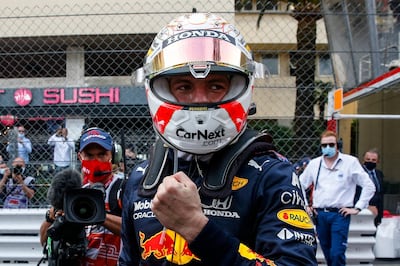 Red Bull's Max Verstappen celebrates after winning the Monaco Grand Prix. AFP