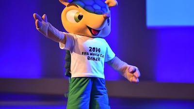 An image of Fuleco, the mascot of the 2014 World Cup, from the Fifa Congress in Rio de Janeiro on Tuesday. Nelson Almeida / AFP / June 10, 2014