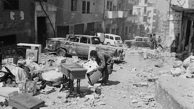 Palestinian refugees amid the ruins of Tel al-Zaatar camp on August 13, 1976 after an attack by right-wing Christian forces. More than 150,000 deaths in 15 years of bitter armed conflict that ended in 1990. AFP