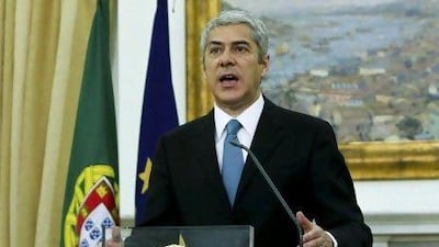 Portuguese Prime Minister Jose Socrates makes a statement at his Sao Bento official residence in Lisbon April 6, 2011. Portugal requested financial aid from the European Commission, caretaker Prime Minister Jose Socrates said on Wednesday, marking a turnaround after resisting asking help for months. In a televised statement, Socrates said the rejection of his government's austerity measures last month had aggravated the country's financial situation and its access to debt markets, ultimately making the request for aid "inevitable". REUTERS/HO (PORTUGAL - Tags: POLITICS BUSINESS) FOR EDITORIAL USE ONLY. NOT FOR SALE FOR MARKETING OR ADVERTISING CAMPAIGNS. THIS IMAGE HAS BEEN SUPPLIED BY A THIRD PARTY. IT IS DISTRIBUTED, EXACTLY AS RECEIVED BY REUTERS, AS A SERVICE TO CLIENTS *** Local Caption *** JMR07_PORTUGAL-_0406_11.JPG