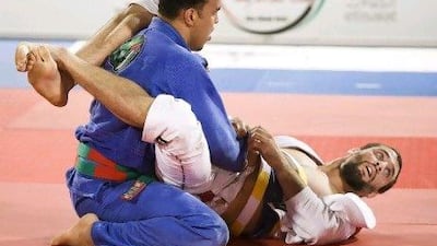 The UAE's Faisal Al Ketbi, left, takes on Brazilian Celso Frabetti at last year's World Professional Jiu-Jitsu Championship.