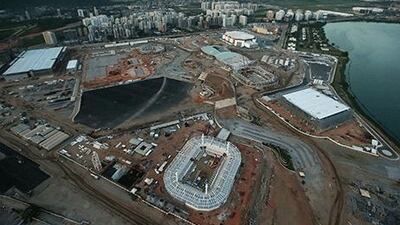 Construction continues at the Olympic Park for the Rio 2016 Olympic Games in the Barra da Tijuca neighborhood on February 24, 2015 in Rio de Janeiro, Brazil. The Olympic Park will occupy 1.18 million square meters hosting 16 Olympic disciplines and will be the heart of the games. Mario Tama / Getty Images