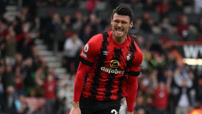 Kieffer Moore celebrates after scoring the opening goal. AFP