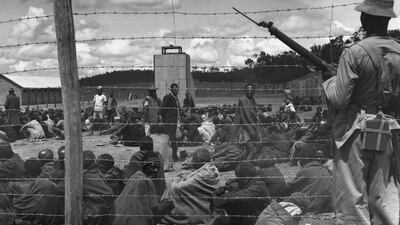 During the Mau Mau Uprising in British Kenya (1952-60), suspects were interned at the Thompson Falls Camp, the gallows of which are pictured above. Empires in the Sun is an acerbic account of the European scramble for colonial power. Hulton-Deutsch Collection / Corbis via Getty Images