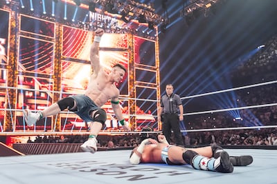 John Cena in action against CM Punk during Night Of Champions at Kingdom Arena in Riyadh in June. Getty Images
