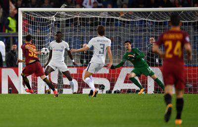 Stephan El Shaarawy scores Roma's first goal in the 3-0 win over Chelsea. Shaun Botterill / Getty Images