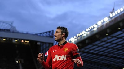 Manchester United's Dutch striker Robin van Persie watches the ball during the English Premier League football match between Manchester United and Fulham at Old Trafford. Andrew Yates / AFP