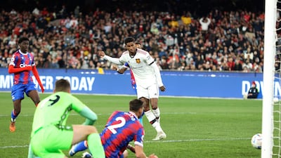 Manchester United's Marcus Rashford scores a against Crystal Palace at the Melbourne Cricket Ground, on July 19. AFP