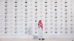 An installation by Italian artist Jannis Kounellis, from Cardi Gallery, at the 2026 fair. Photo: Art Basel Qatar