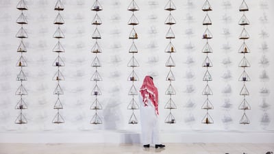 An installation by Italian artist Jannis Kounellis, from Cardi Gallery, at the 2026 fair. Photo: Art Basel Qatar