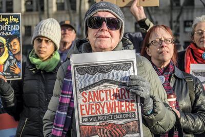 Immigration advocacy groups, faith leaders, elected officials and supporters gathered to protest. Getty