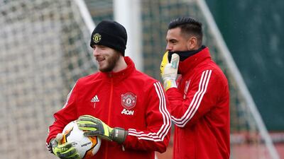 Manchester United goalkeepers David de Gea and Sergio Romero. Reuters