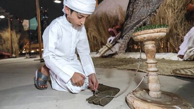 A falconer at Qasr Al Hosn. Victor Besa / The National
