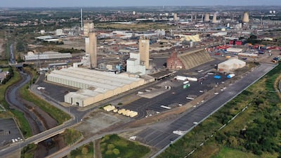 An aerial view of the CF Industries fertiliser plant in Stockton-on-Tees, northeast England. AFP