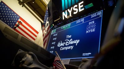 A monitor displays Walt Disney Co. signage on the floor of the New York Stock Exchange (NYSE) in New York, U.S., on Monday, Nov. 27, 2017. Most U.S. stocks advanced as investor focus returned to the American economy and tax legislation at the beginning of a week packed with potential market catalysts. Photographer: Michael Nagle/Bloomberg