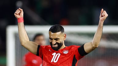Mohamed Salah celebrates after scoring in the win over Ivory Coast. Reuters