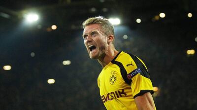 Borussia Dortmund’s Andre Schurrle celebrates after scoring against Real Madrid. Ina Fassbender / EPA