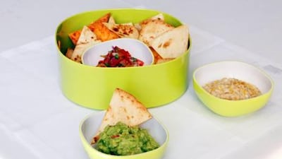 Tortilla chips and dips.