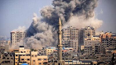 Israeli air strikes on Gaza city. The attacks were precipitated by the country's intelligence failures that former spies told The National are possible in even the most capable agencies. AFP